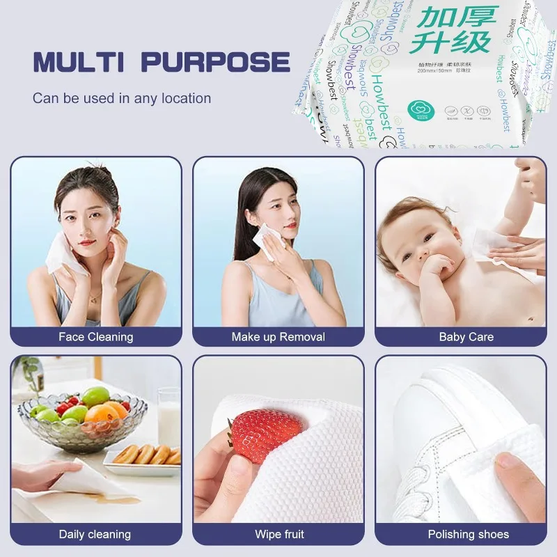 Facial Tissue Paper 10 Pack 300 Pcs Disposable Facial Tissue 100% Cotton Soft Thick Dry Wipe Makeup