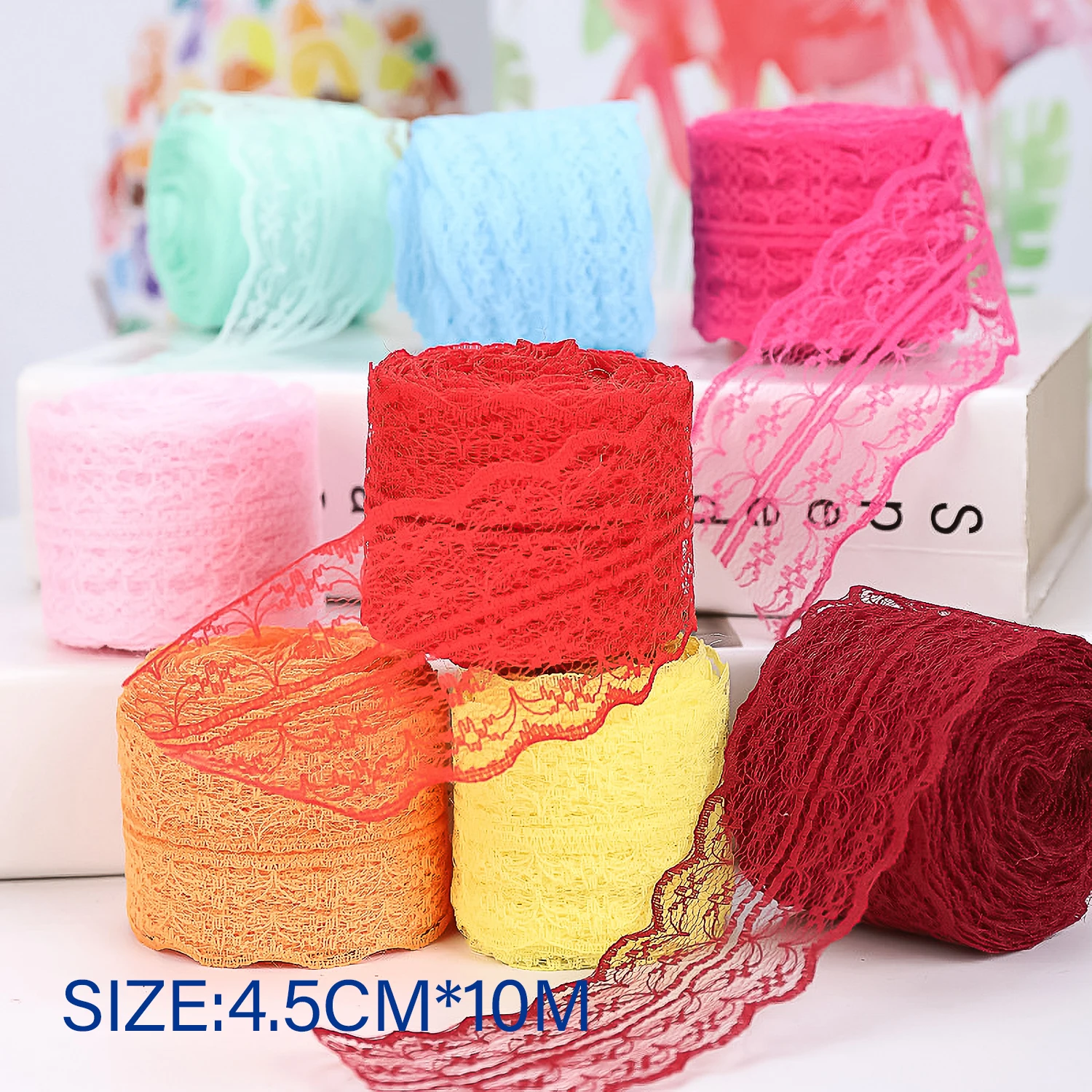 

10M/Roll Colorful Lace Trim For Clothing Decoration Handicraft Accessories And Diy Ornaments For Sewing Applications