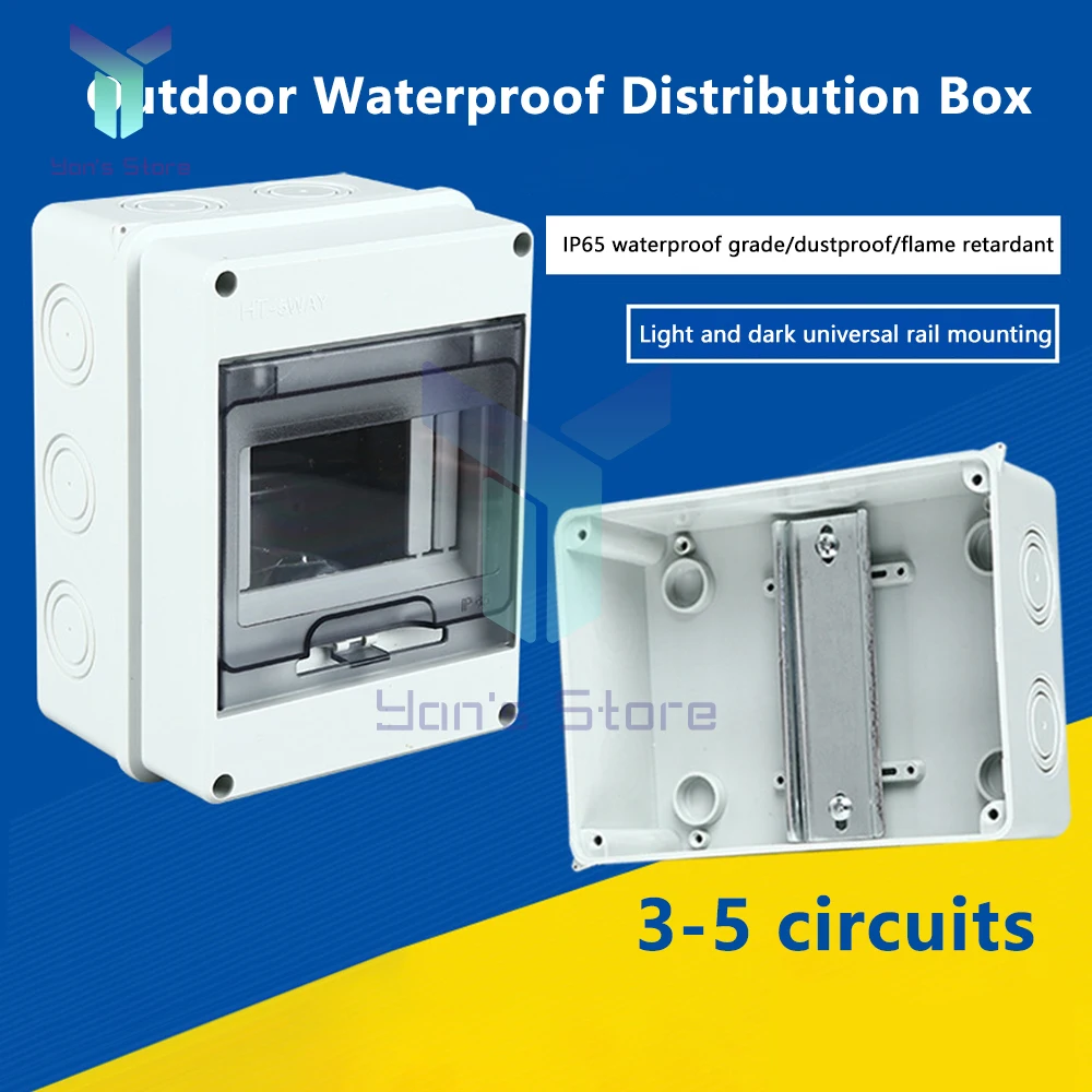 2/3/5/8/12 Ways Outdoor Waterproof Insulation Electrical Distribution Box Circuit Breaker MCB Power Junction Wire Box IP65
