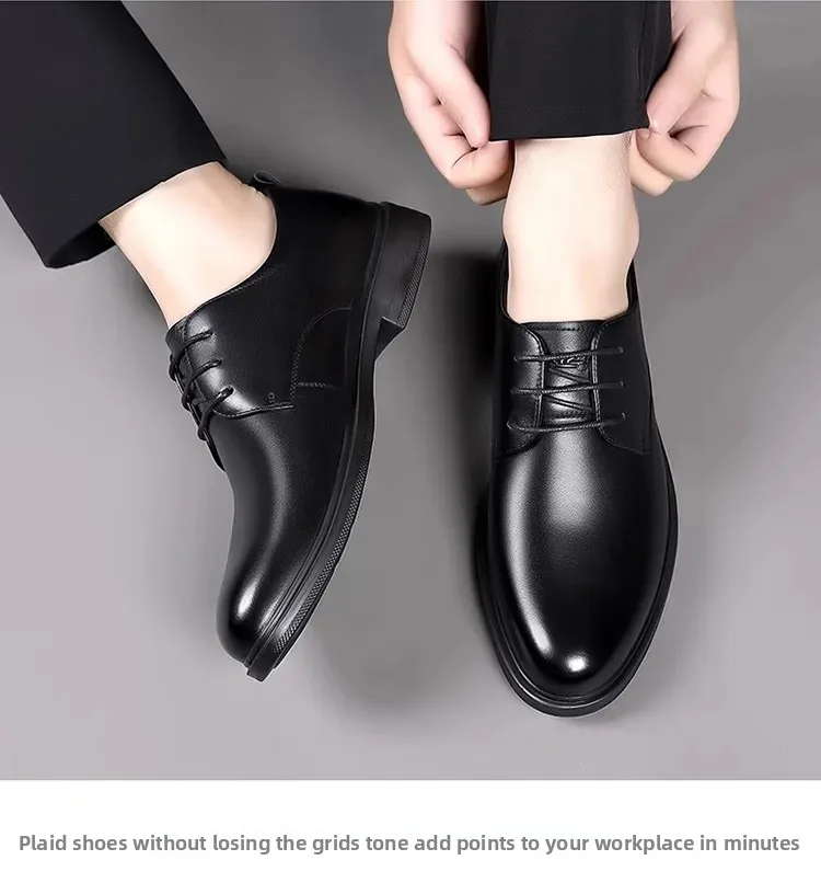 أحذية زفاف غير رسمية من الجلد الناعم للرجال نمط جديد للأعمال الرسمية قابلة للتنفس للخريف النسخة الكورية البريطانية بمقدمة مدببة للعريس S