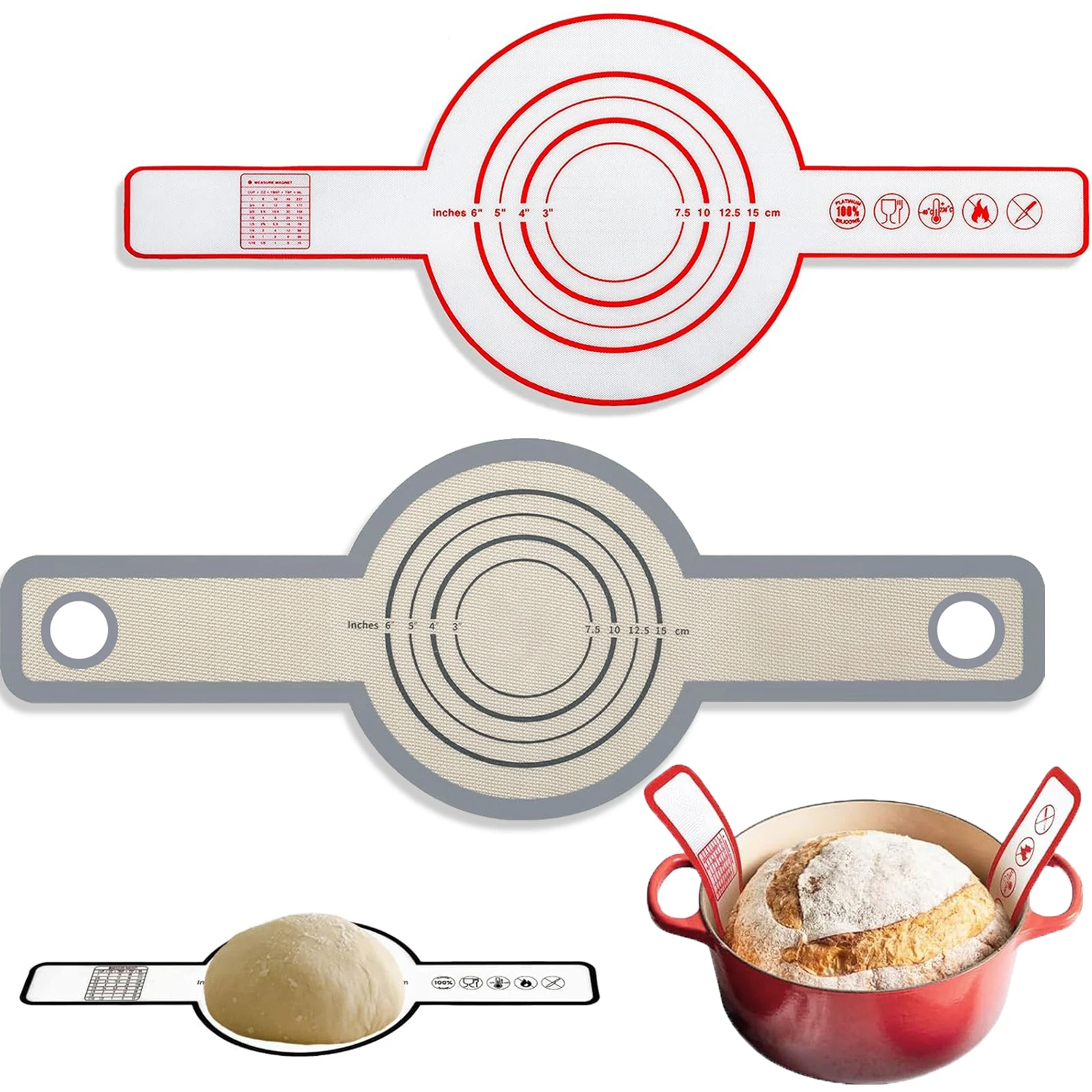 Silicone Bread Sling for Dutch Oven Reusable Baking Mat with Long Handles Non-Stick Sheet Liners for Transferable Dough Pastry silicone baking mat,silicone baking tray