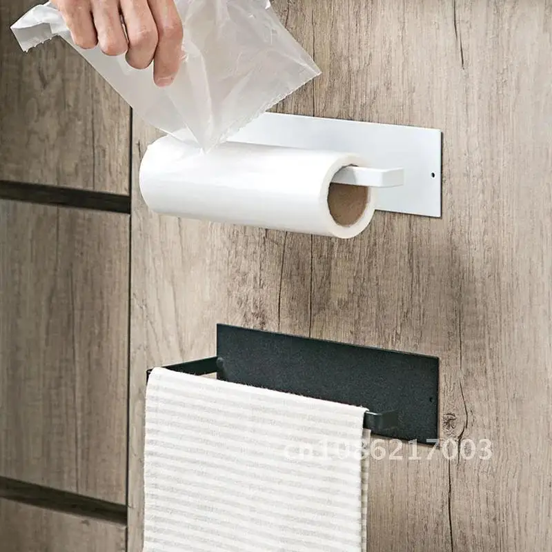 

Bars Towel Paper Holders Non Perforated Toilet Paper Hanger Roll Paper Holder Fresh Film Storage Rack Kitchen Wall Hanging Shelf