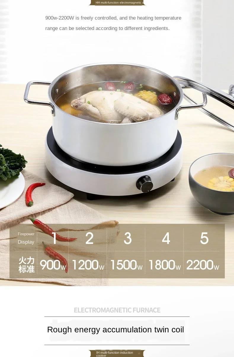 Description Picture 6 of item220V 2200W round induction cooker household small multi-functional hot pot dormitory mini cooking Pot Stove