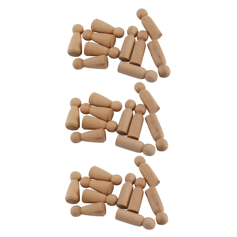 

2023 Hot-30 Pieces 65 Mm Unfinished Wooden Peg Dolls Wooden Tiny Doll Bodies People Decorations,Wood Color