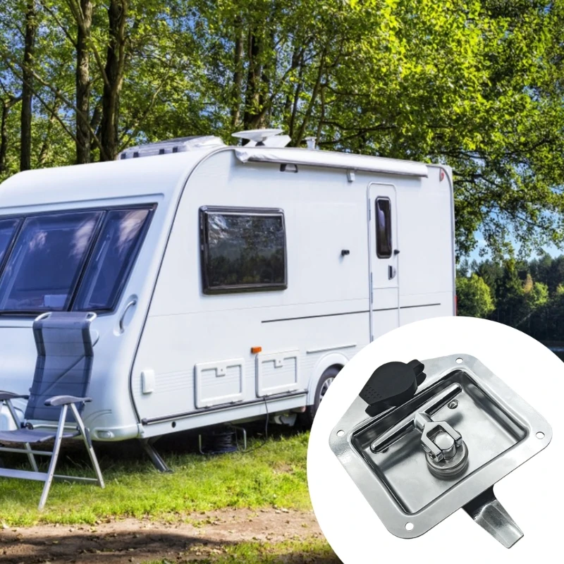 Trailer Door Lock Buckle for LATCH T-Handle Large Lock Stainless Keys for Camper RV Truck Toolbox Easy Installation