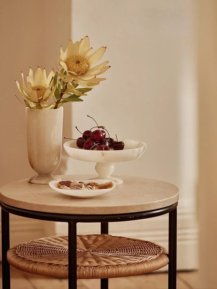French Natural Onyx Fruit Bowl Vase Marble Tray Home Decoration 4
