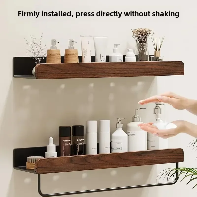 Walnut bathroom toilet shelf no punch toilet sink restroom wall storage towel racks wall mounted storage rack