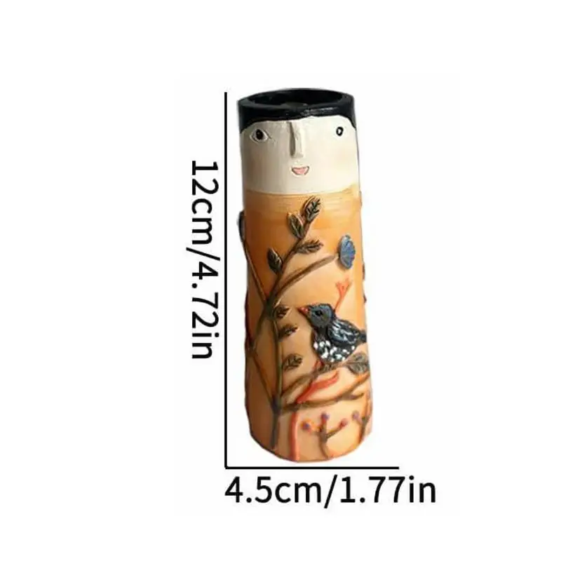 Spring Family Bud Vases Hand Painted Vase with Cute Character Bohemian Flower Plant Holder Boho Resin Vase Funny Humanoid Family 6
