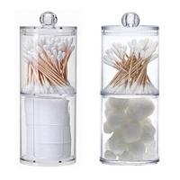 Acrylic multifunctional round receive box jewelry box new cosmetic make-up cotton swabs transparent container 1