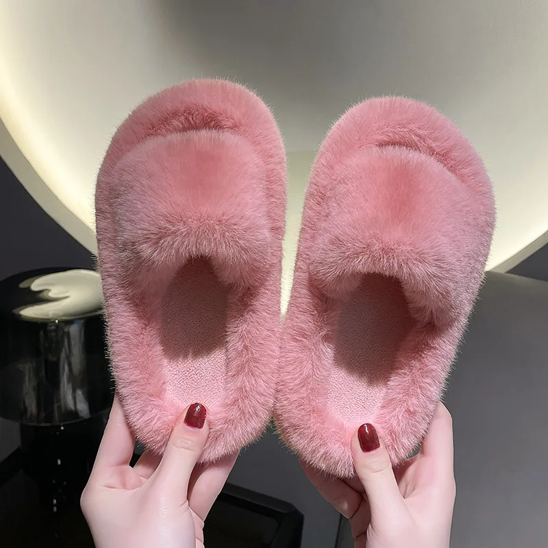 Girls Slippers Open Toe Children Furry Floor Shoes Solid Color Warm Indoor Home Cotton Slippers Soft Sole Anti Slip Kids Shoes 4