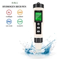 4 in 1 Water Tester Monitor H2 PH ORP TEMP Meter Reactive Oxygen Hydrogen Analyzer ATC 0-2400PPb for Aquariums Pools Spa