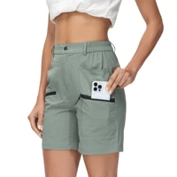 Women's Hiking Cargo Shorts Quick Dry Nylon Shorts Summer Travel Active Golf Shorts with 6 Pockets Water Resistant - Image 4