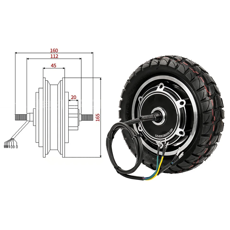 Sunydog Moteur de Roue motrice 36V 500W,60/70-6.5 Motor