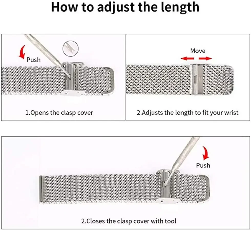 Universal Milanese Stainless Steel Mesh Watch Band with Quick Release