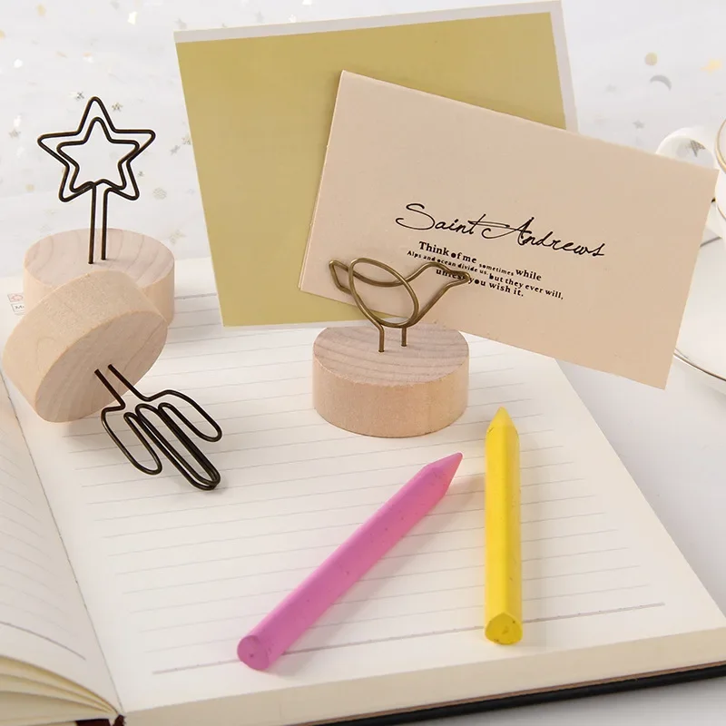 2pc Creative Vintage Card Holder Cute Cartoon Animal Photocard Holder Ins Korean Memo Pad Organizer Wood Desk Accessories