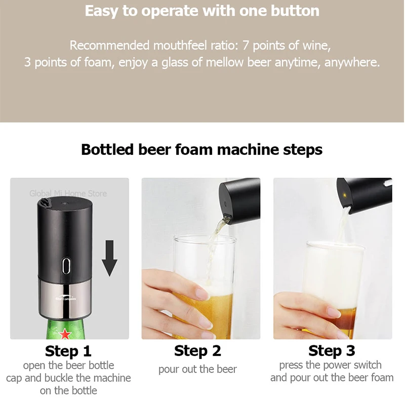 Stuurvnee Canner Beer Foamer,Portable Canned Beer Foam Machine, For