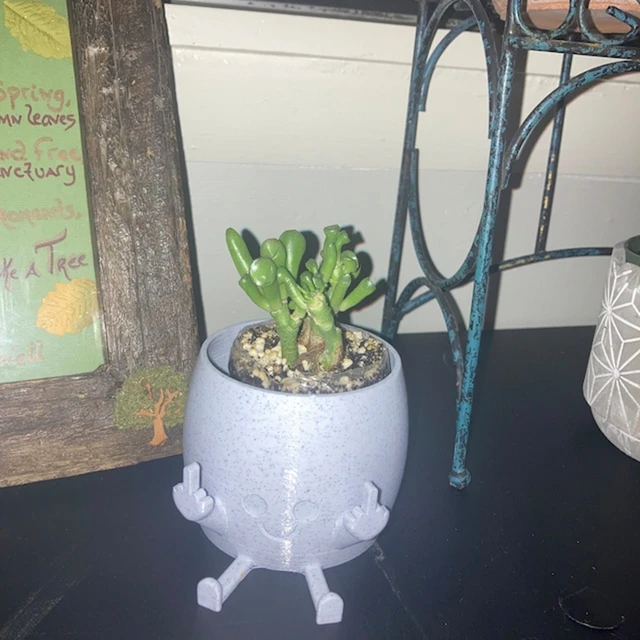 Aranyos Középső Ujj Boldog Ültetvényes Kawaii Zamatos Pot Virág Zöld Növények Háztartási Iroda Asztal Mini Díszítés - Image 5