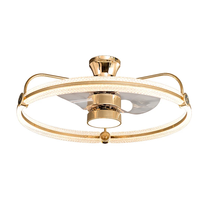 Luxury LED Crystal Ceiling Fans Gold New Minimalist Home Intellectual