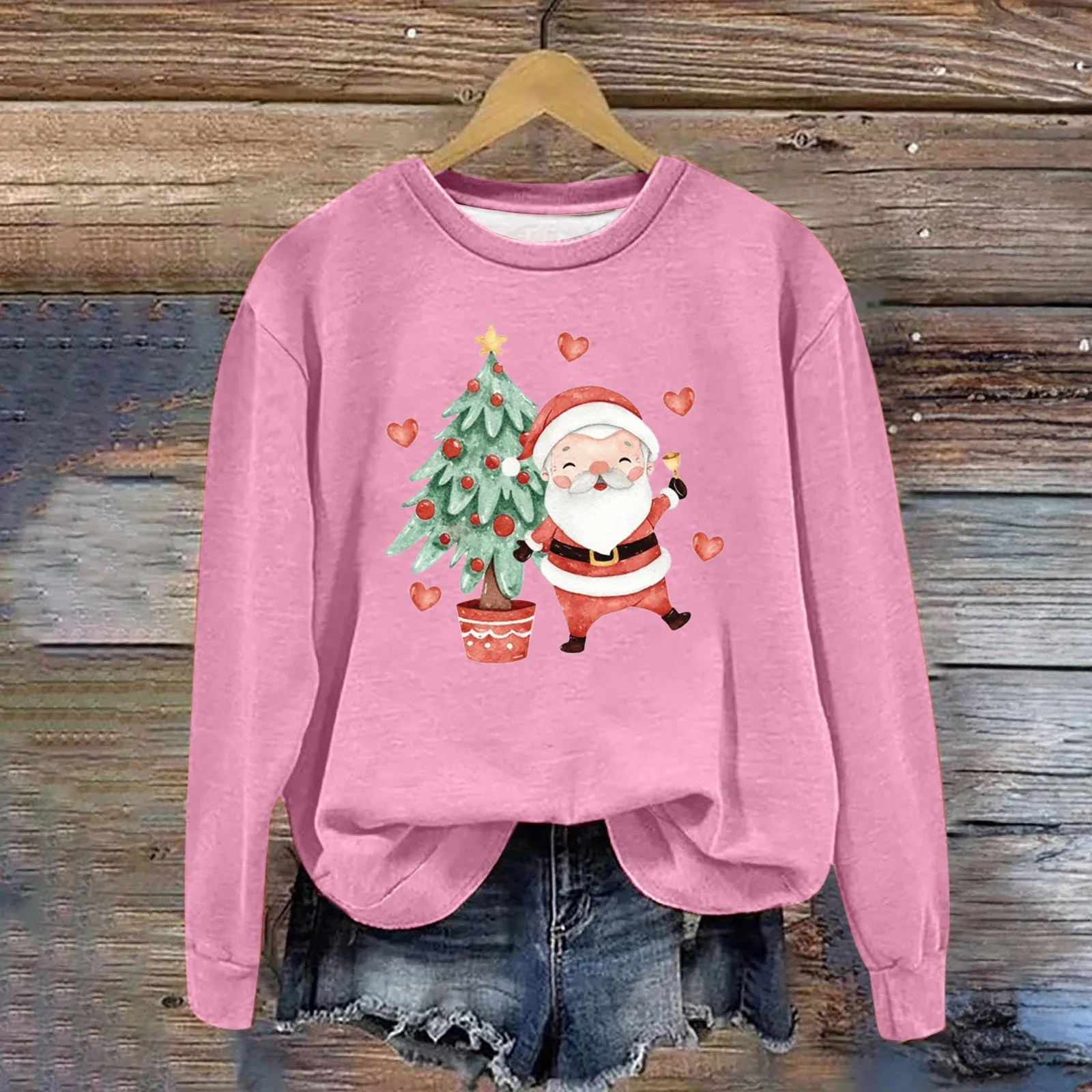 

Cute Sweatshirts For Womens Funny Christmas Santa Claus Oversized Clothes Pullovers Autumn Spring Female Graphic Sweatshirts