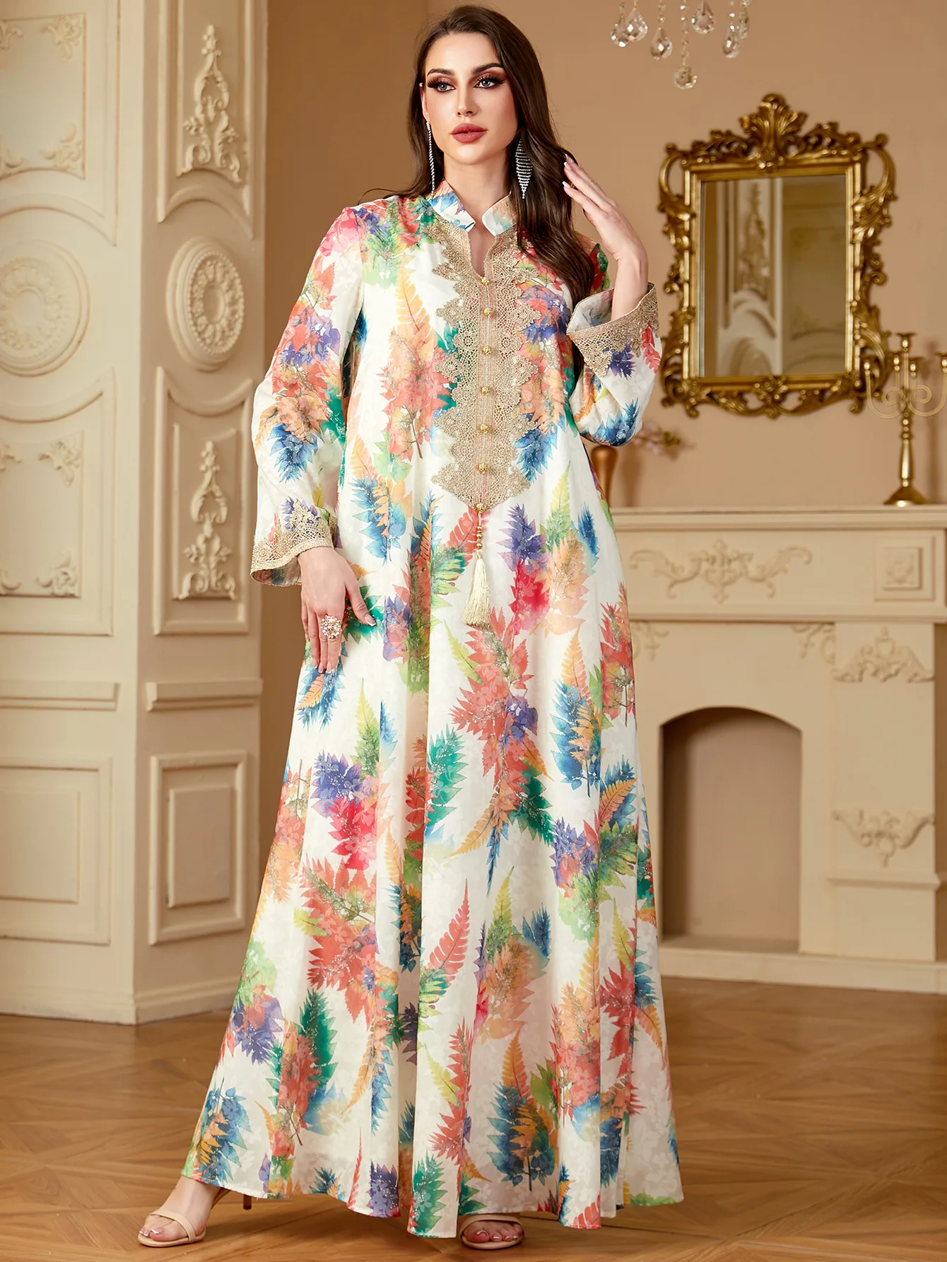 Muslim holiday dress for women Ramadan printed jalabiya long dresses for parties abaya long robe Morocco Dubai caftan Islamic vestidos largos