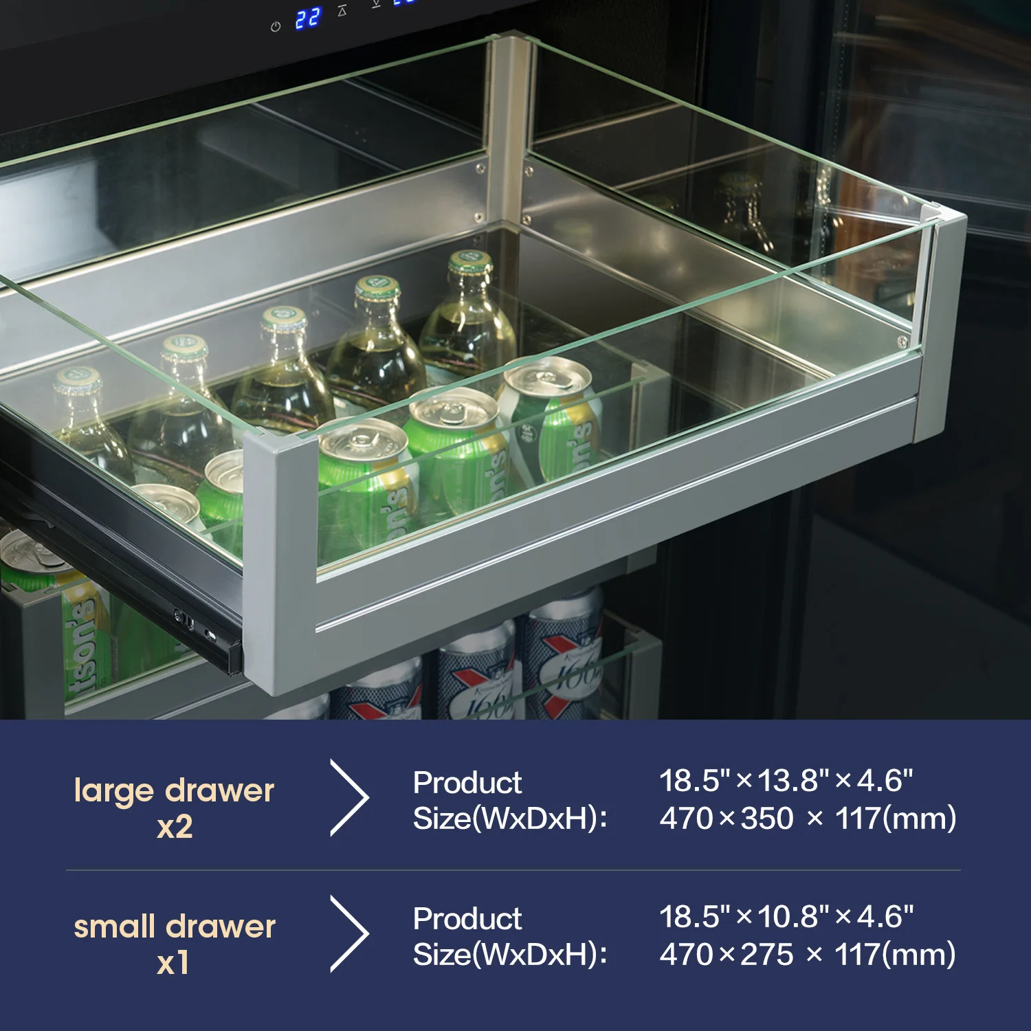 Wine Cooler 140L 3 Layers Variable Frequency Freezer Cabinet Built-in&Freestanding Stainless Steel Wine Fridge