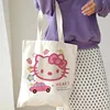 Hello Kitty Canvas Tote Bag Harajuku Y2k 90s Cartoon Girl Handbag Large Capacity Female Shoulder Bags Portable Travel Purse Gift 2