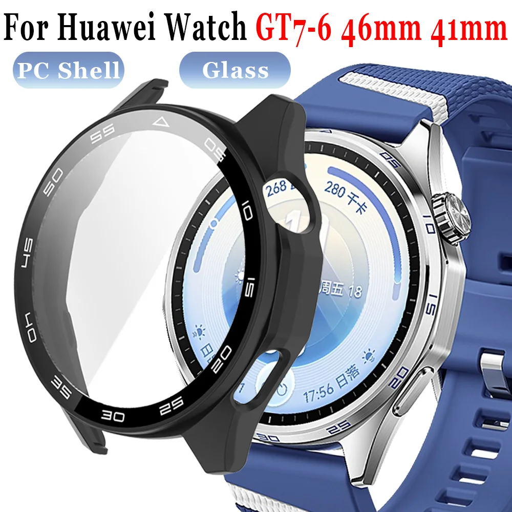 Premium Scratch-Resistant PC Shell with Tempered Glass Film for Smartwatches - 46mm & 41mm Cases