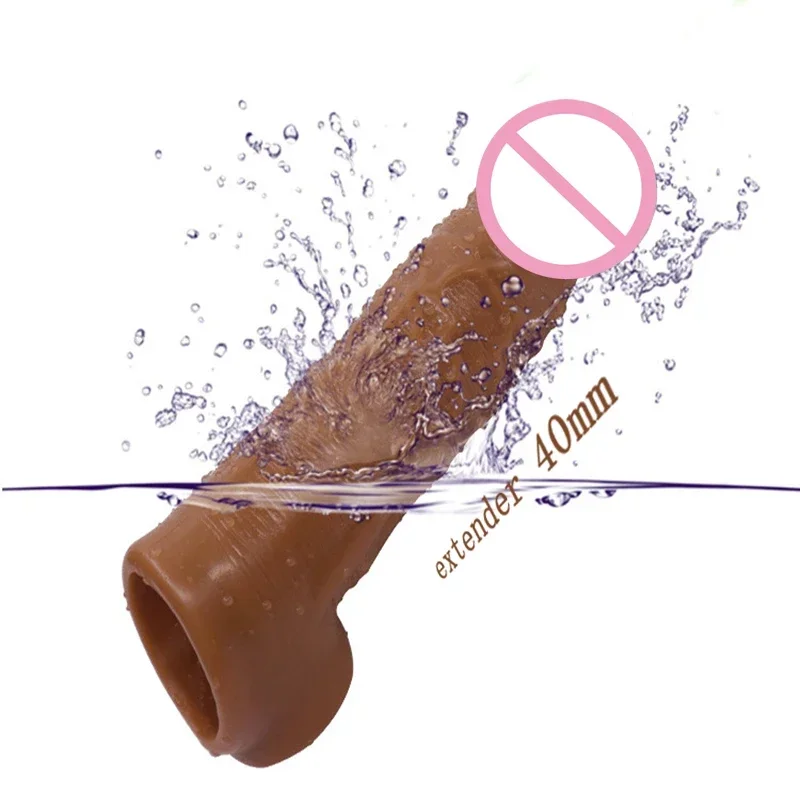 Male Penis Enlargement Condoms Thick Penis Sleeve Cock Rings Real Extender Growth XXl Cock Reusable Intimate Goods