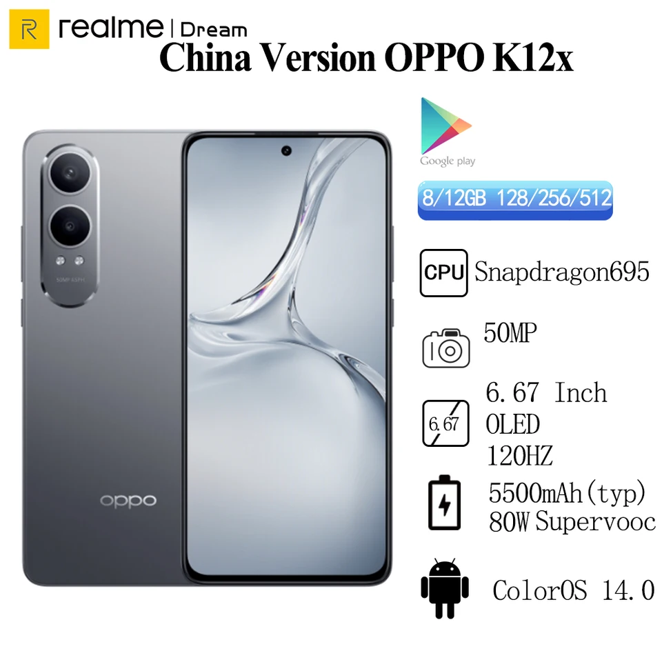 Original OPPO K12x 5G 50MP Rear Camera Snapdragon695 6.67