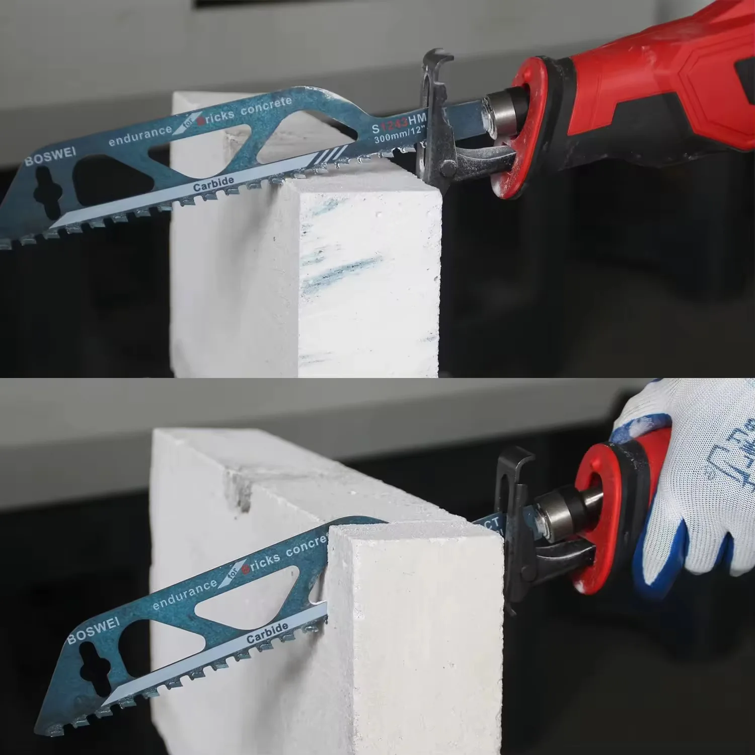 1pc 12in Demolition Masonry Reciprocating Saw Blade-Hard Alloy Blade for Cutting Brick, Wood, Metal, PVC Tube, Porous Concrete reciprocating saw blades
