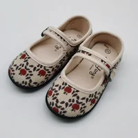 HoneyCherry New Corduroy Floral Canvas Shoes Girls Square Mouth Indoor Shoes Soft Soled Non-slip Shoes 2