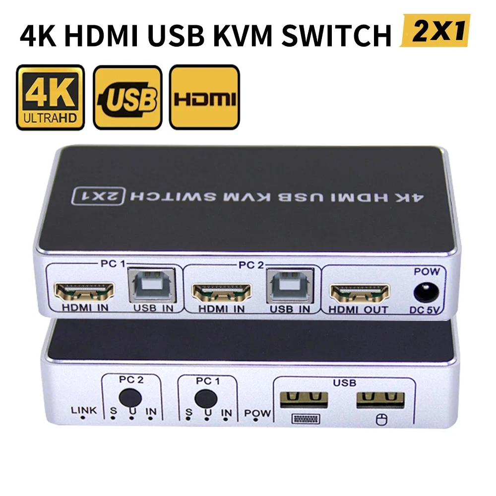 DeLOCK Commutateur KVM 2 Port HDMI avec USB 3.0 et Audio 4k 60Hz