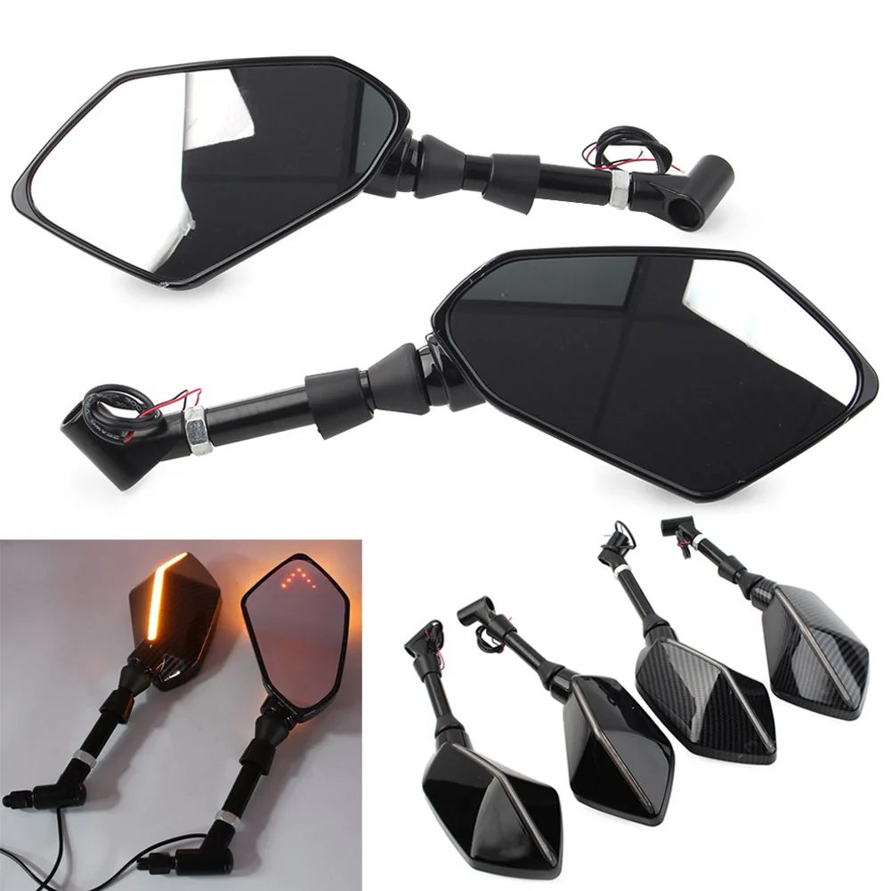 

Мотоциклетные боковые зеркала заднего вида со светодиодным поворотным сигналом, 2 шт., 10 мм, для Kawasaki NINJA Z750 Z800 Z900 Z1000 650R ER6N ER6F ER5