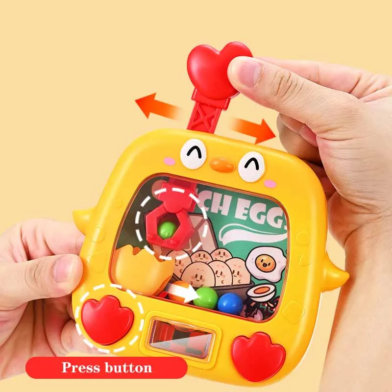 Kids Cartoon Cute Chick Catch Ball Machine Toys Creative Catch Doll Machine Mini Handheld Ball Game Puzzle Toys