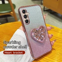 Gradient Glitter Plating Silicone Soft Back Cover for A14 4G or A14 5G (Pink)