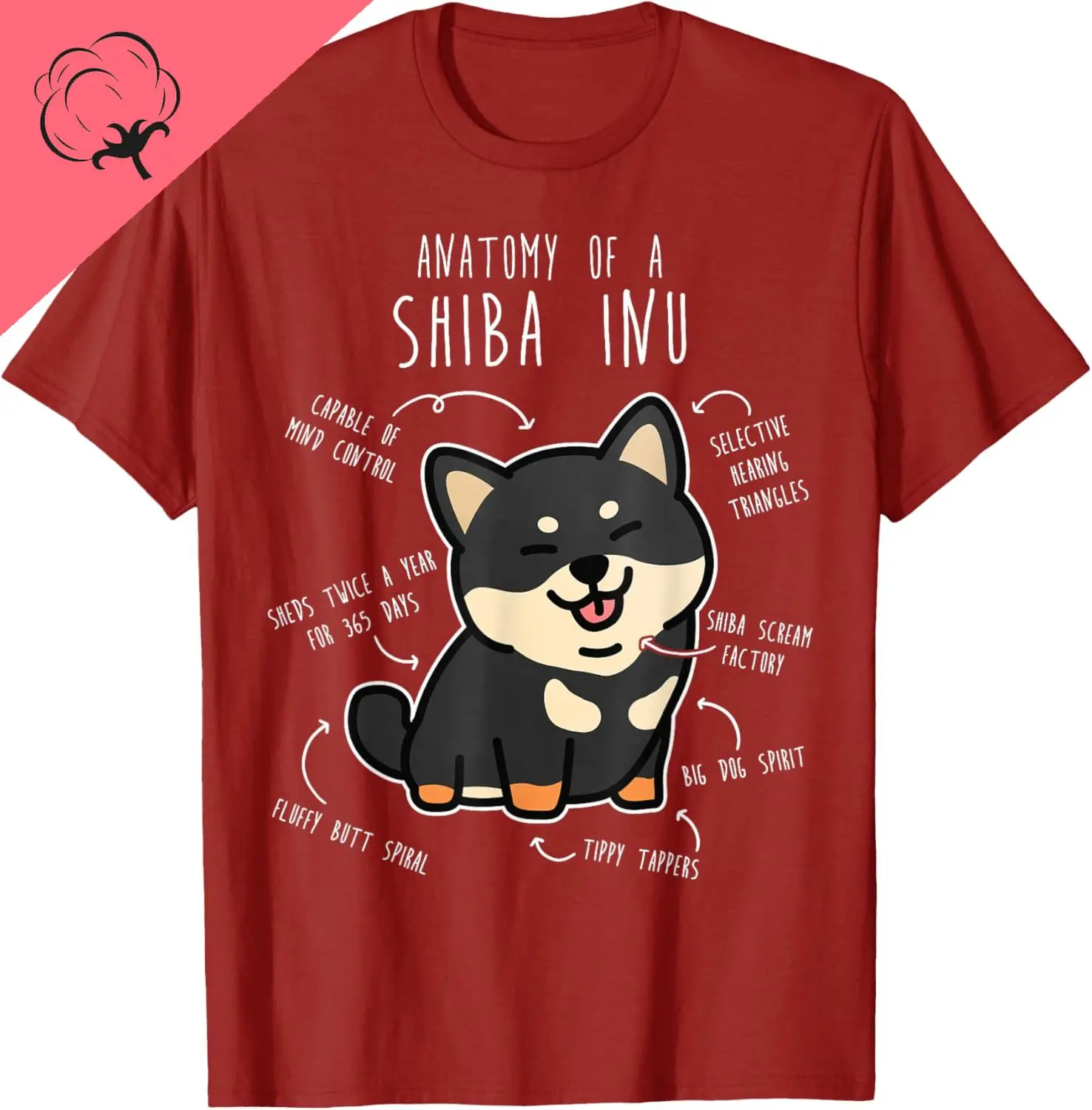 Shiba Inu Hund Anatomie Lustiges Haustier Schwarz Tan Doge Mama Niedliches T-Shirt Grafik T-Shirts Harajuku Paar Camisas Streetwear