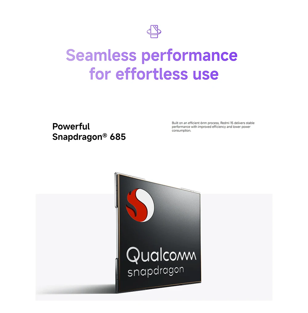 Smartphone Redmi 15 4G 8 Go/256 Go Puissant Snapdragon ® 685 AI Double Caméra 6,9" FHD 7000mAh Xiaomi Super Batterie 33W. Livraison Gratuite. Saffe8e9f4fd64413ac3093c4226565c6A
