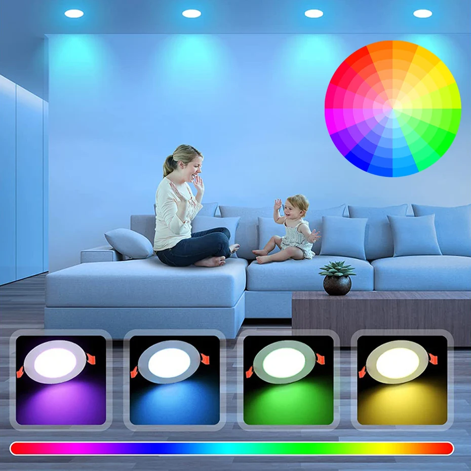 Tuya Smart LED Downlight WiFi LED Ceiling Recessed Down Light Dimmmable Spot Lamp 5W 7W 9W 15W RGB +CW+WW Changeable Work Alexa led downlight