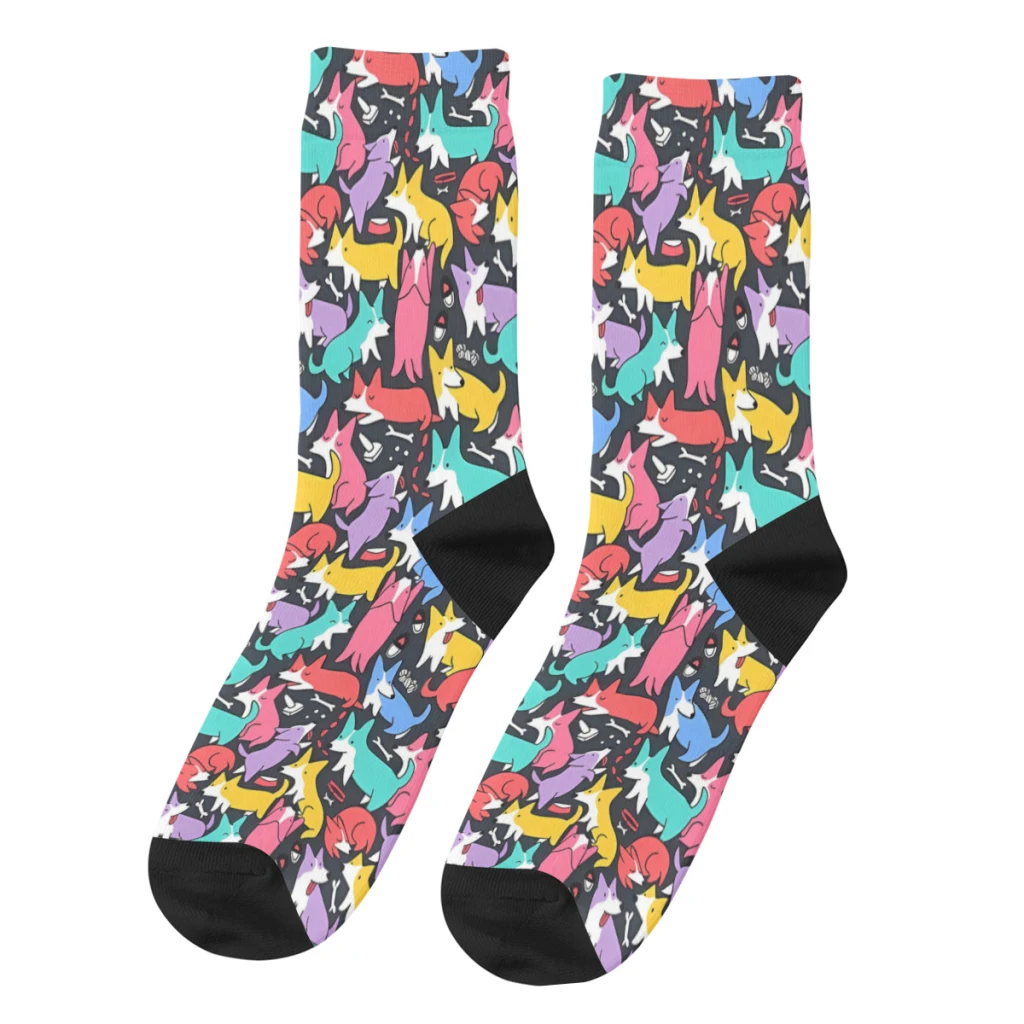 

Vintage Funny Men's Socks Corgi Dog Animal Unisex Novelty Pattern Printed Crazy Crew Sock Gift