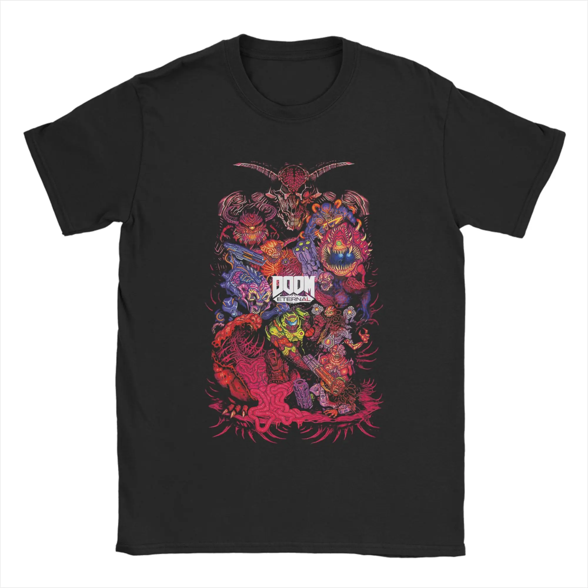 Doom Slayer Men's Dark Ages Funny Cotton Tee - Round Neck Short Sleeve Graphic T-Shirt Gift