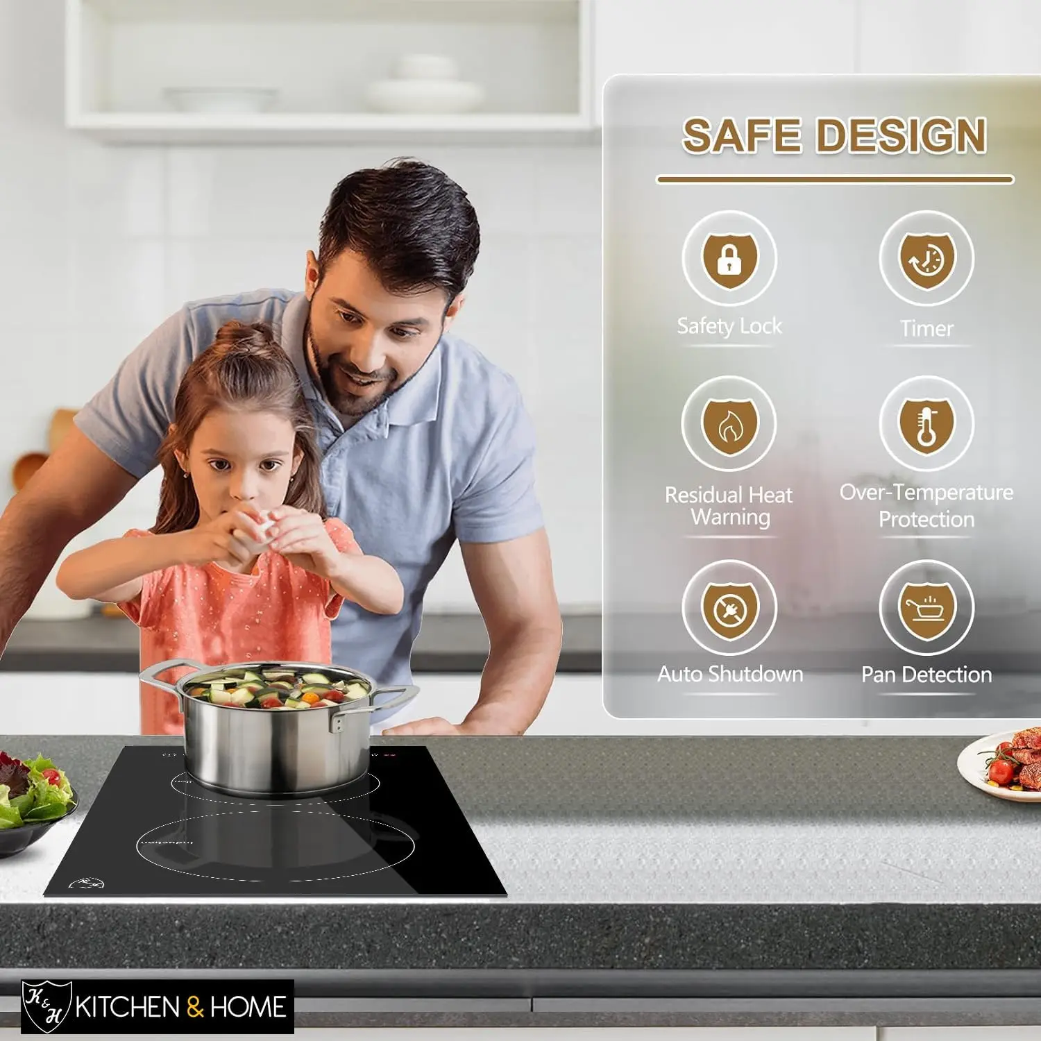 Electric Cooktop Induction Cooker 2 Burner Induction Cooker LED Display Screen
