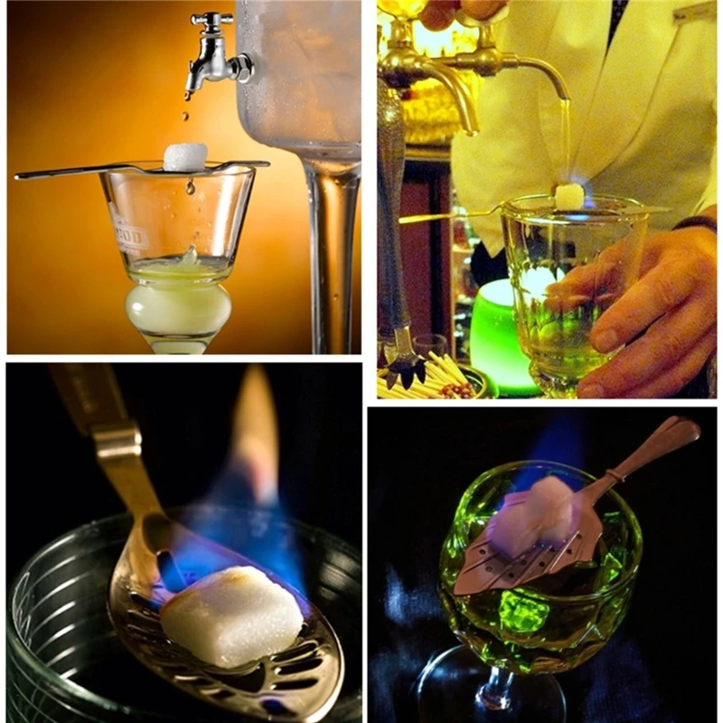 Stainless Steel Absinthe Spoons Vintage Wormwood Cocktail Bar Glass Cup Drinking Filter Absinthe Fountain- Spoon 87HA