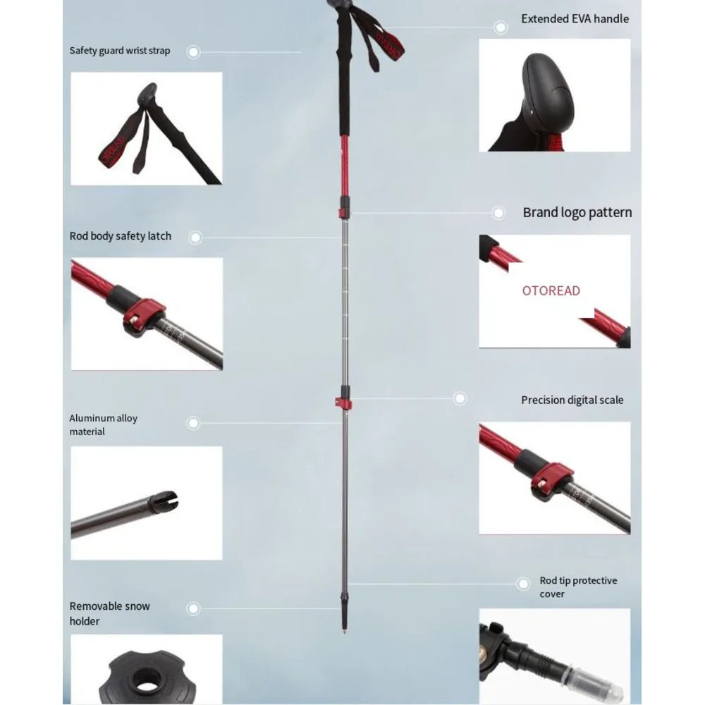 Pathfinder baston de alpinism multifuncțional extensibil pentru bărbați, pentru exterior, pentru femei, asistent de mers pe jos_voghion.com