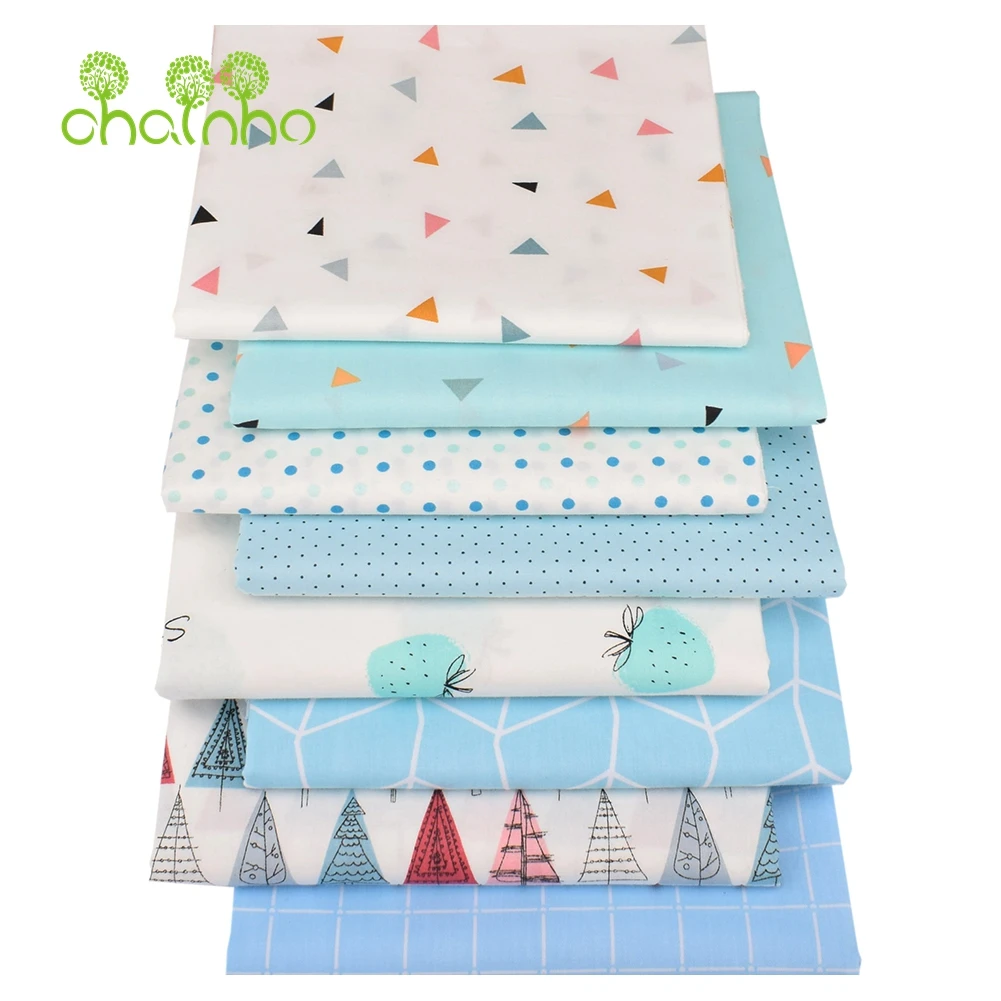 Chainho,Printed Twill Weave Cotton Fabric,DIY Sewing Quilting Material,Patchwork Cloth,8 Designs Series,15C252