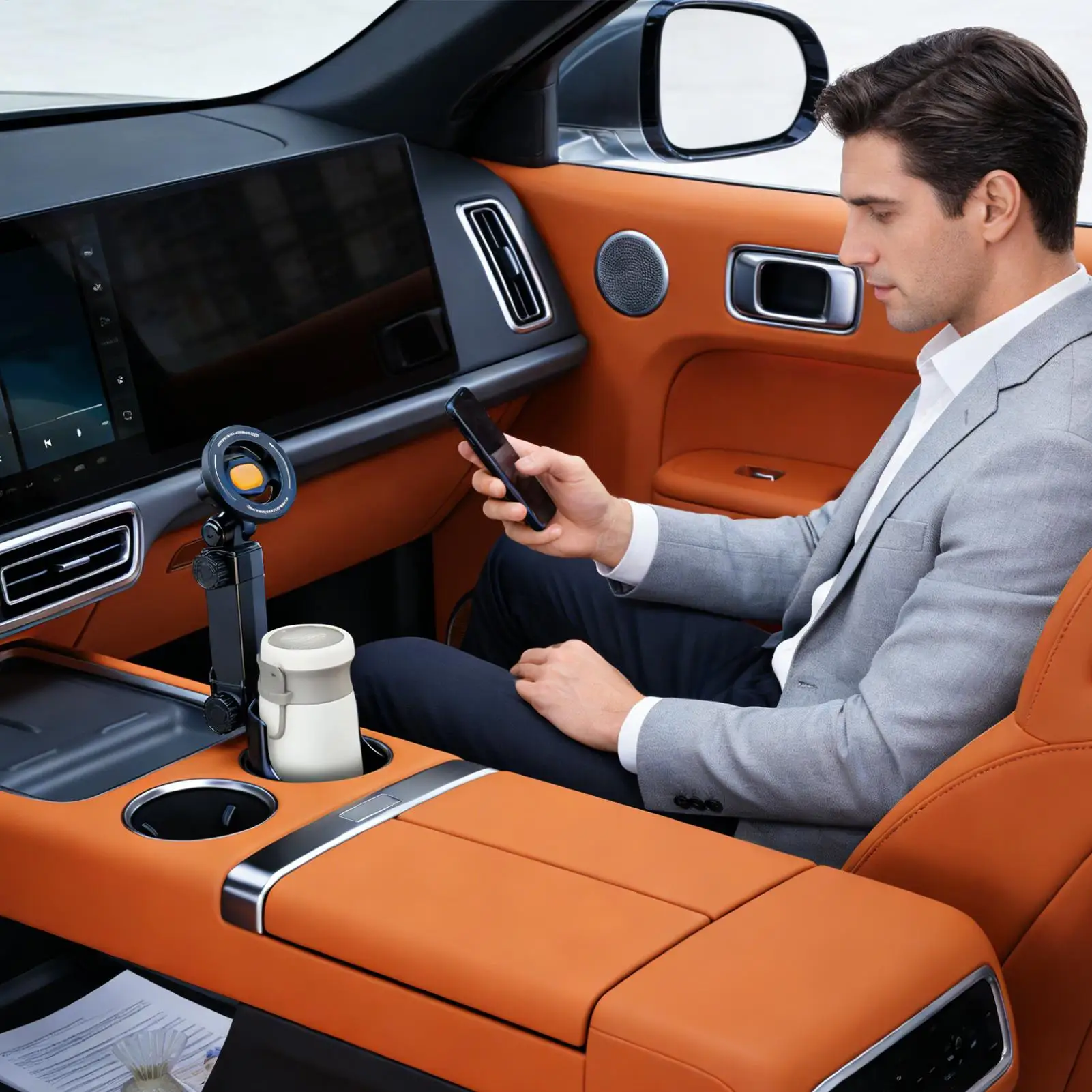 Accessorio Auto Salvaspazio: Portabicchieri e Supporto Telefono con Magnete Potente, Facile da Usare per Mani Libere e Sicure - Image 3