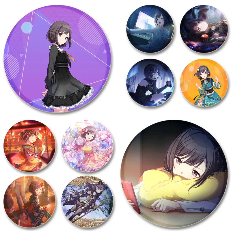 Shinonome Ena Cartoon Badge Music Game Characters Brooches Handmade Tinplate Enamel Pins for Backpack Hat Clothes Jewelry Gifts