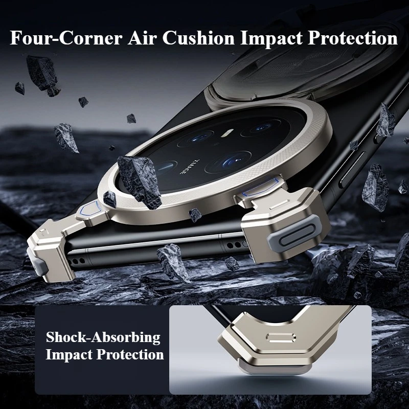 Oatsbasf Bezel-less Shockproof Phone Case with 360° Rotatable Magsafe Stand