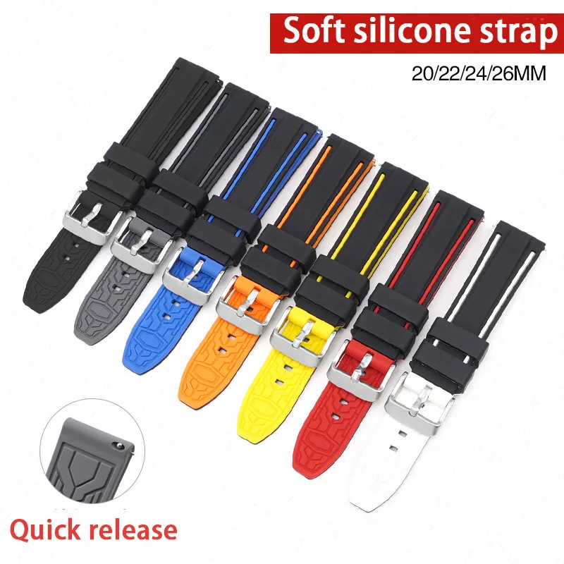 Enhanced Title: Dual-Color Quick Release Waterproof Silicone Watch Strap
