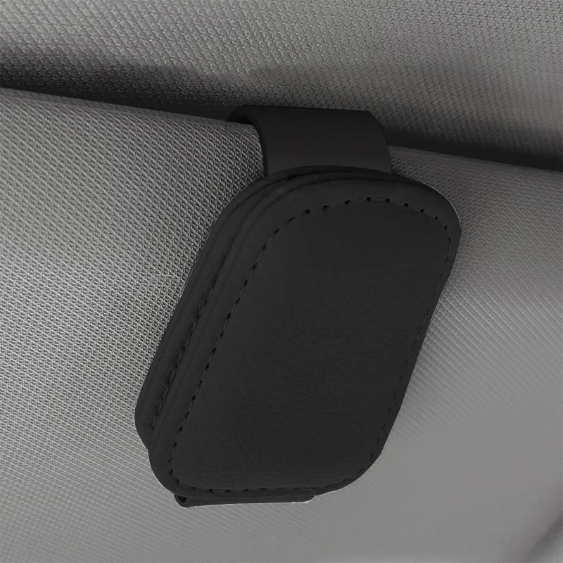 1pc Car Glasses Holders - Magnetic Faux Leather Clip for Eyewear on Car Visor - Organizer for Glasses, Cards, And Tickets