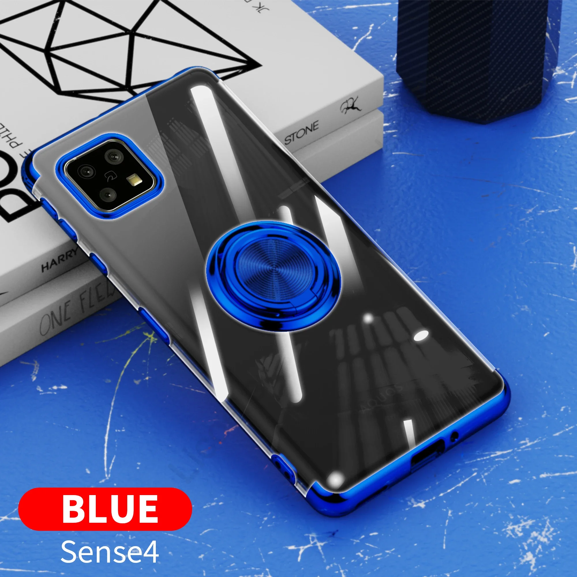 Plating Ring Bracket Soft Silicone Stand Phone Case with Car Holder